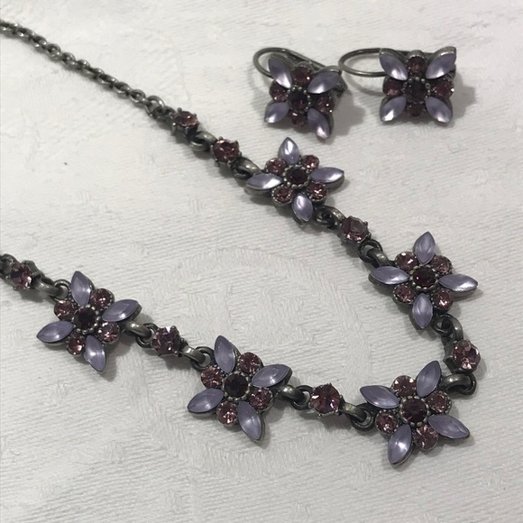 Purple necklace matching earrings - Picture 7 of 9